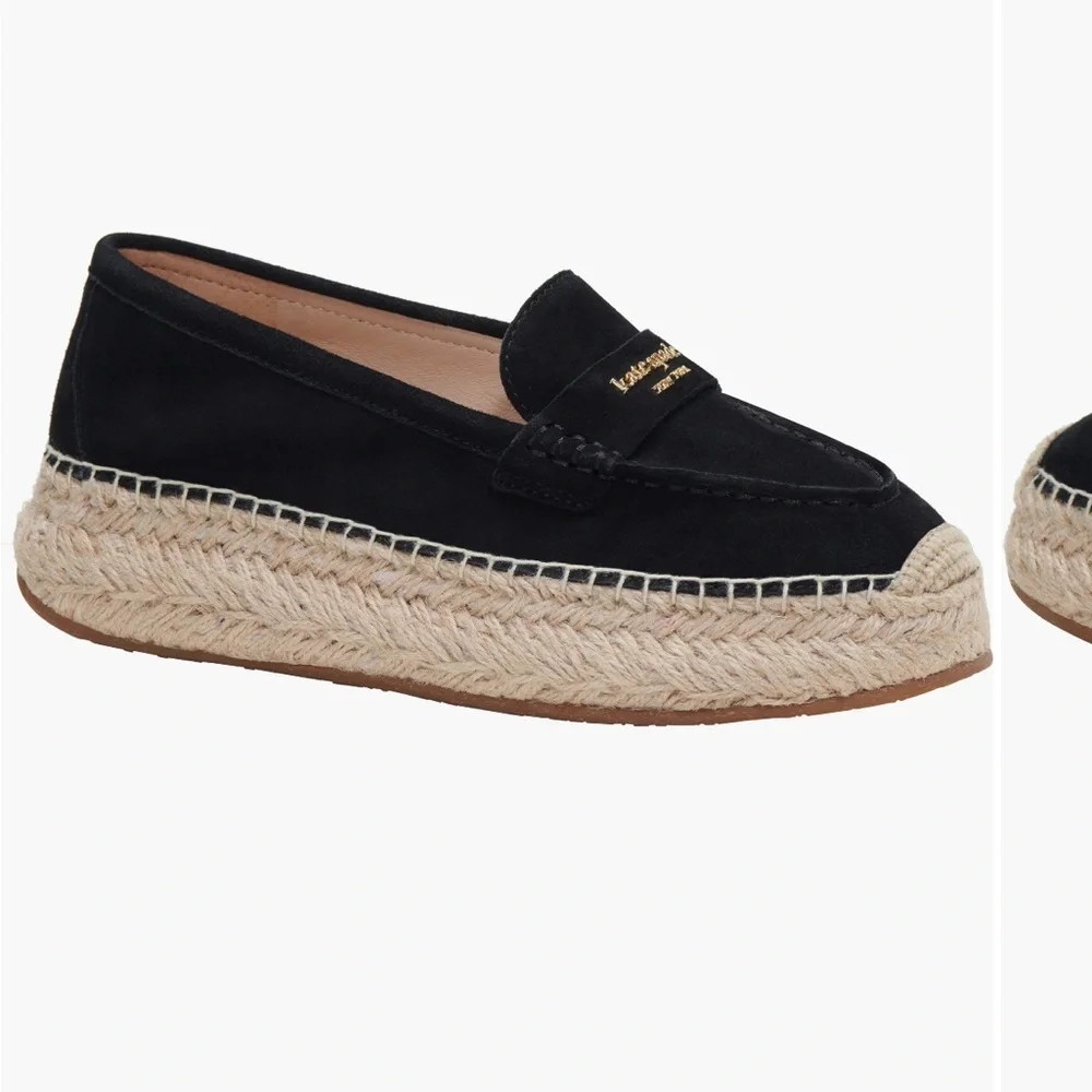 Kate Spade New York eastwell espadrille flat Black suede Sheep leather 5.5